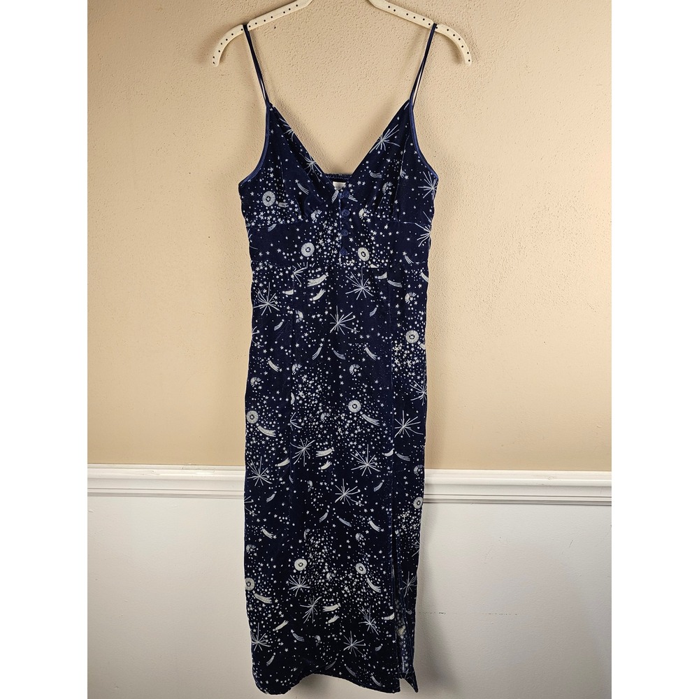 Urban Outfitters Womens Blue Velvet Rooftop Constellation Midi Dress Small
